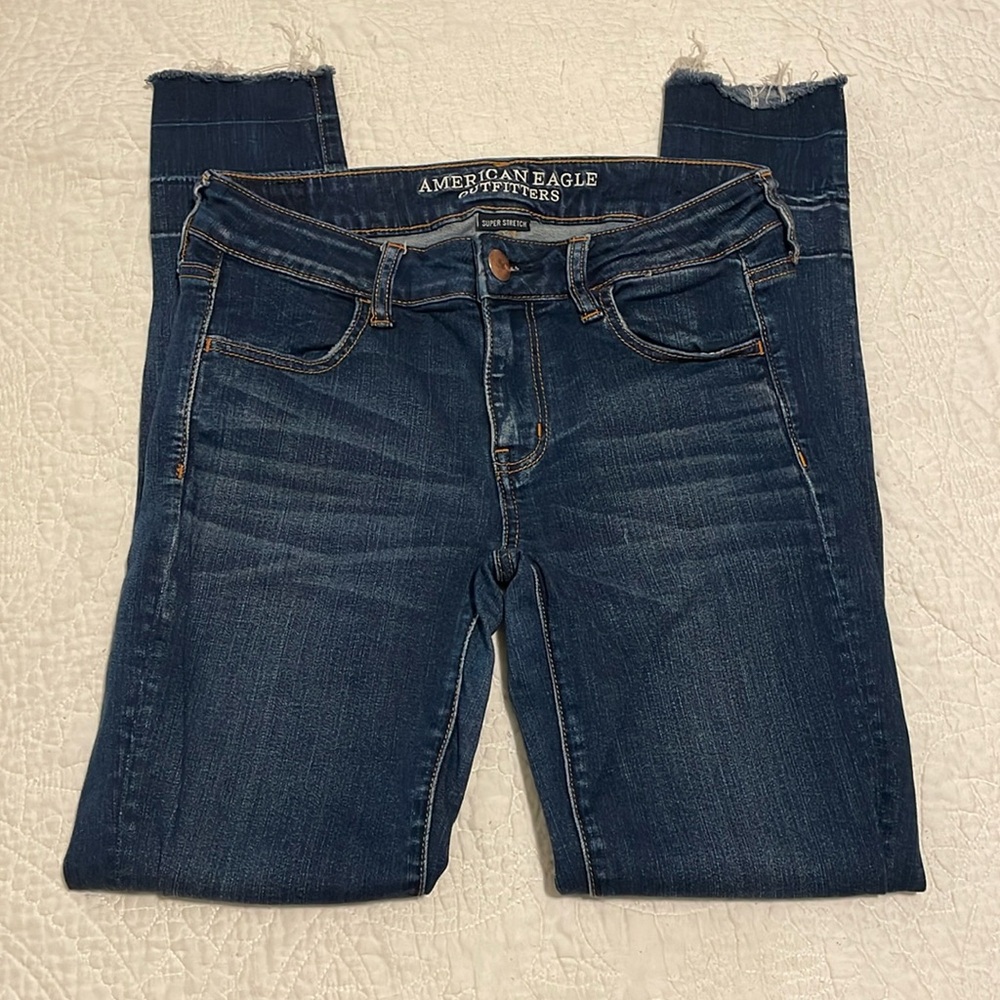 American Eagle Dark Wash Distressed Skinny Jeans Jeggings